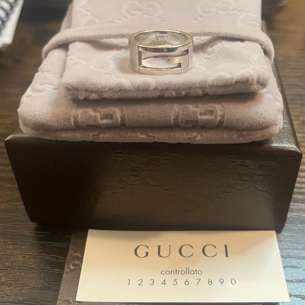 Gucci 92.5 Silver Ring Size 7 US 4 - Picture 3 of 10